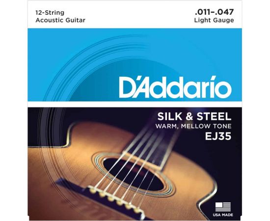 D'ADDARIO EJ35 струны для 12-струнной гитары, шёлк/сталь 11-47