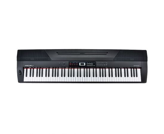 MEDELI SP3000 Цифровое пианино, 88 клавиш, 20 голосов, 50 стилей, 60 предустановленных и 5 пользовательских песен, 2 демо песни, функция обучения, цвет - черный