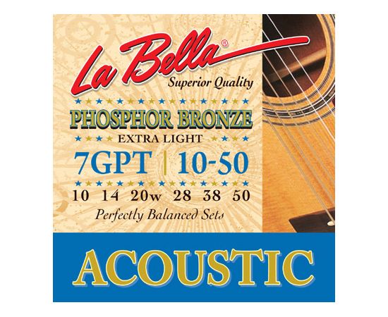 LA BELLA PB 7GTP XL 10-50 Струны для акустический гитары фосфор-бронза.