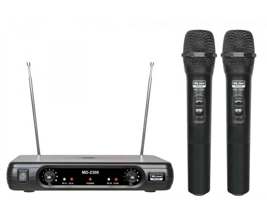 XLINE MD-2300 Радиосистема двухканальная c двумя ручными передатчиками, фикс. частоты VHF 200-290 мГ