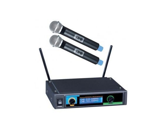 B&G IU-258 Радиосистема вокальная, UHF 600-870MHz, фиксированная частота, Led дисплей, 2 ручных микрофона