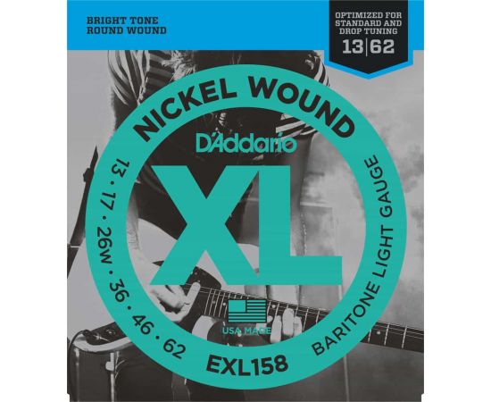 D'ADDARIO EXL158 XL NICKEL WOUND Струны для электрогитары Baritone-Light 13-62
