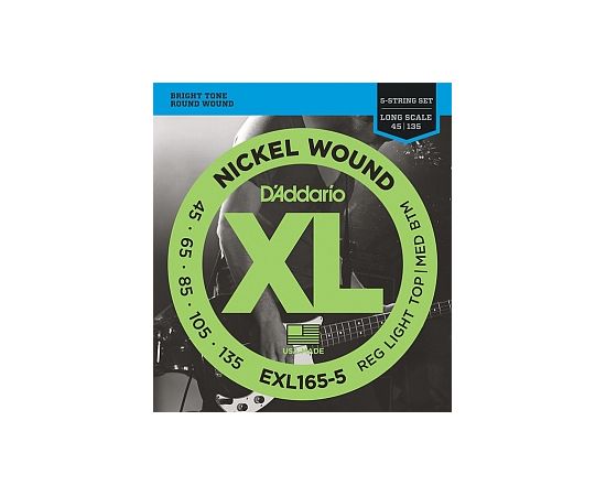 D'ADDARIO EXL165-5 XL NICKEL WOUND Струны для 5-струнной бас-гитары 5-string Long RLTMB 45-135