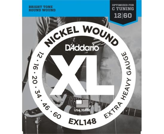 D'ADDARIO EXL148 XL NICKEL WOUND Extra Heavy 12-60,Струны для электрогитары