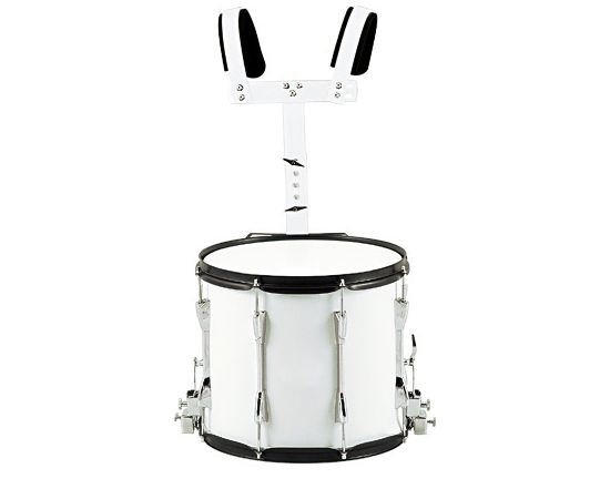 AP PERCUSSION MP-1412 Маршевый барабан малый 14"х12" белый, черная фурнитура с держателем, палочки.