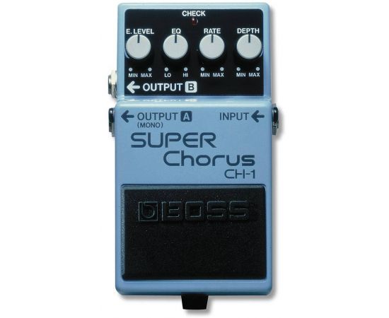 BOSS CH-1 эффект гитарный Super Chorus. Регуляторы E.Level, EQ, Rate и Depth. Индикатор Check. Разъе