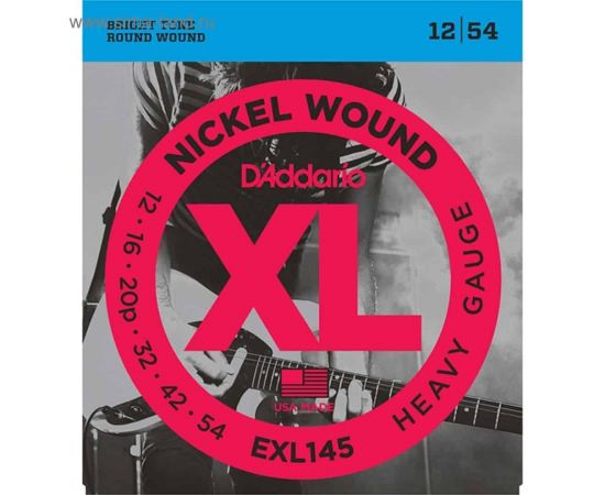 D'ADDARIO EXL145 XL NICKEL WOUND  Heavy 12-54 Набор 6 струн для гитары электро никель