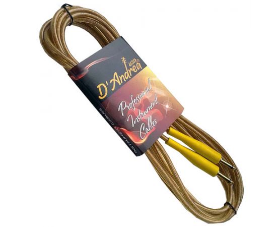 D'ANDREA CLMC-10 шнур инструментальный Jack-Jask, 3 м, в оплетке, джеки - металл, желтая, резина