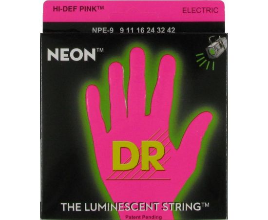 DR NPE-9 НАБОР СТРУН для гитары Электрик, Светящиеся Neon-Pink 009-042