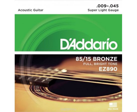 EZ890 AMERICAN BRONZE 85/15 Струны для акустической гитары Super Light 9-45 D`Addario EZ890