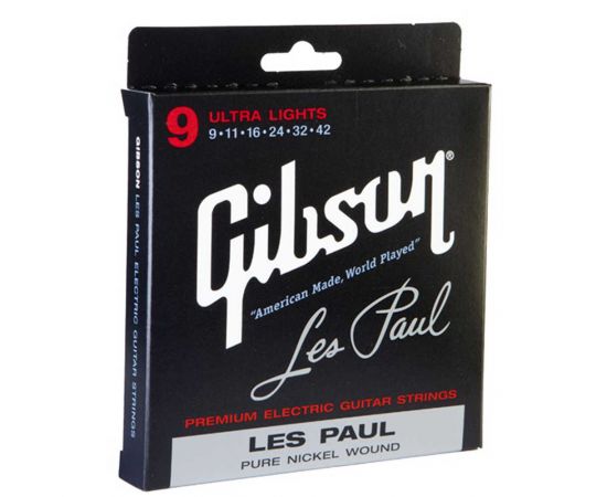 GIBSON SEG-LP9 LES PAUL PURE NICKEL WOUND 009-042 струны для электрогитары