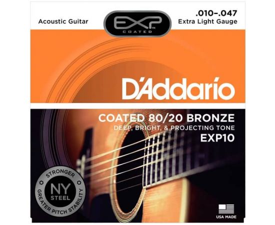 D'ADDARIO EXP10 Набор 6 струн для гитары акустик бронза 010-047