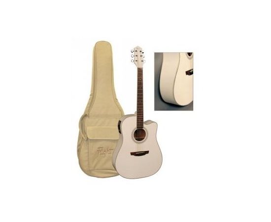 FLIGHT AD-200 WH+чехол - акустическая гитара, цвет белый, скос под правую руку, фирменный чехол в ко