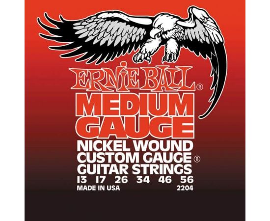 ERNIE BALL 2204 струны для эл.гитары Nickel Wound Medium (13-17-26-34-46-56)