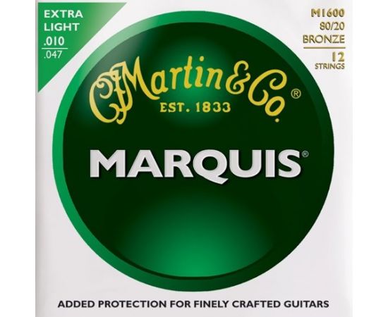 MARTIN M1600 MARQUIS НАБОР 12 СТРУН для гитары Акустик материал: Бронза мензура: Стандарт  толщины,