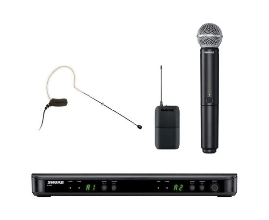 SHURE BLX1288E/MX53 M17 двухканальная радиосистема с ручным и ушным микрофонами: SM58 и MX153, 662-6