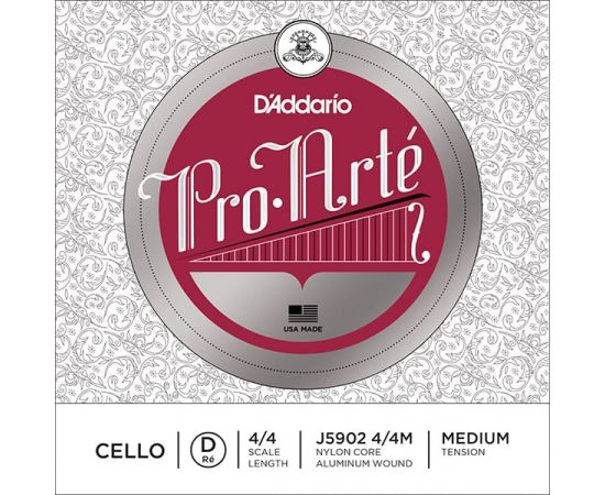 D'ADDARIO J5902-4/4M Pro-Arte Отдельная струна D/Ре для виолончели размером 4/4, среднее натяжение