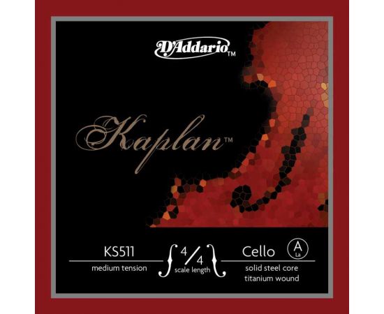 D'ADDARIO KS511-4/4M Kaplan Отдельная струна Ля/A для виолончели размером 4/4, среднее натяжение