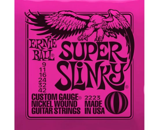 ERNIE BALL 2223 струны для электрогитары серии Nickel Wound Super Slinky (9-11-16-24w-32-42)