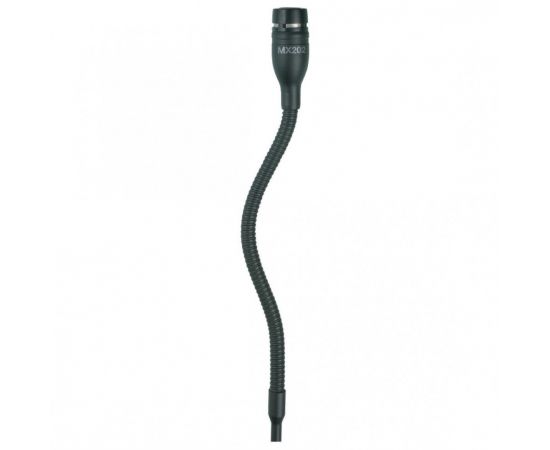 SHURE MX202BP/C Подвесной театрально-хоровой микрофон конденсаторный кардиоидный, внешний предусилитель, 20-20000 Гц, Max.SPL 124,2 дБ. Черный