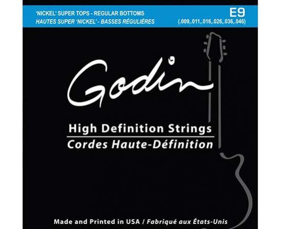 GODIN 008971 E-9 Комплект струн для электрогитары, 9-46, Super Tops/Regular bottoms