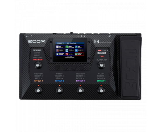 ZOOM G6 Гитарный процессор мультиэффектов.Встроенный педалборд с шестью стомп-переключателями и педалью экспрессии/громкости.