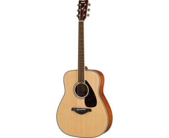 YAMAHA FG820N акустическая гитара, форма корпуса традиционный вестерн, верхняя дека массив ели, нижняя дека нато/окоуме, обечайка нато/окоуме, гриф нато, накладка грифа палисандр, бридж палисандр, верхний порожек уреа, нижний порожек уреа, колки литые, хр