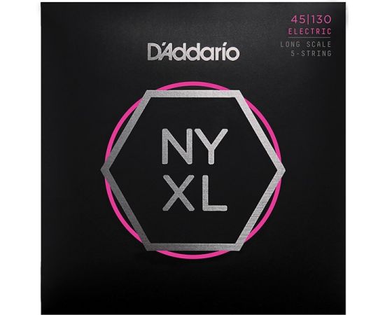 D'ADDARIO NYXL45130 NYXL Комплект струн для 5-струнной бас-гитары, Long Scale, Reg Light, 45-130