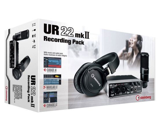 STEINBERG UR22 MKII Recording Pack Комплект для звукозаписи. 2-канальный звуковой USB-интерфейс UR22 mkII, полноразмерные динамические наушники ST-H01, конденсаторный микрофон ST-M01, ПО: Cubase AI