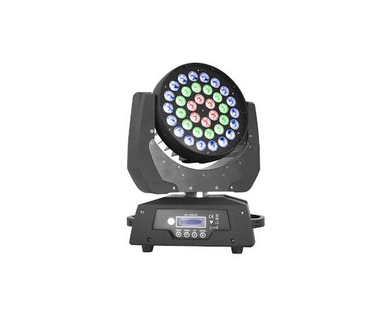XLINE LIGHT LED WASH-3618 Z Световой прибор полного вращения. 36 RGBW светодиодов мощностью 18 Вт, угол луча: 12°-58°; эффекты: Wash, стробо, смешение цветов; режимы работы: звуковая активация, автоматический, режим шоу, управление DMX (16 каналов)