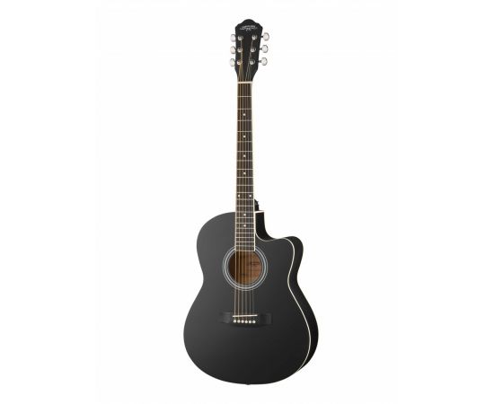 CARAVAN HS-3911 B Гитара акустическая с вырезом, верхняя дека липа, обечайка и нижняя дека липа, гриф махагони, цвет черный