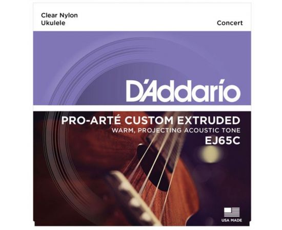 ​D'ADDARIO EJ65C Комплект струн для концертного укулеле, прозрачный нейлон