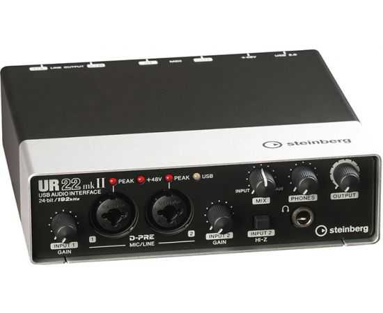STEINBERG UR22MKII Аудио-интерфейс 24бит/192кГц, 2х2 1/4` TRS Jack аналоговых входа/выхода, 2 XLR микрофонных входа