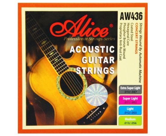 ALICE AW436-SL Комплект струн для акустической гитары, фосфорная бронза, 11-52