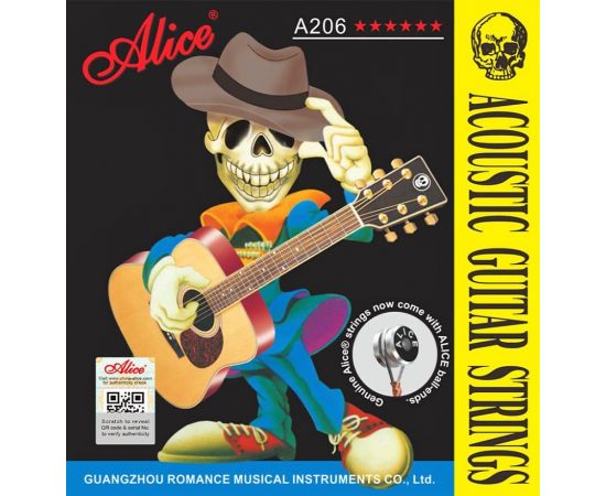 ​ALICE A206-L Light Струны для акустической гитары, 1 и 2 струны, 3,4,5,6 - керн из нержавеющей стали,