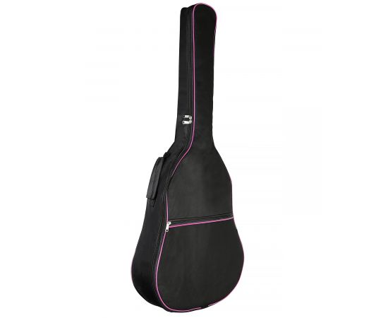 TUTTI ГК-2 Чехол для классической гитары (КАНТ РОЗОВЫЙ) цвет - чёрный, утепленный 5мм, с 2-мя ремнями, с ручкой, один большой карман, с белой декоративной полосой в виде отделки