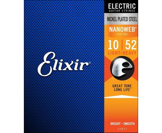 ELIXIR 12077 струны для электрогитары Anti Rust NanoWeb Light Heavy (010-013-017-032-042-052),