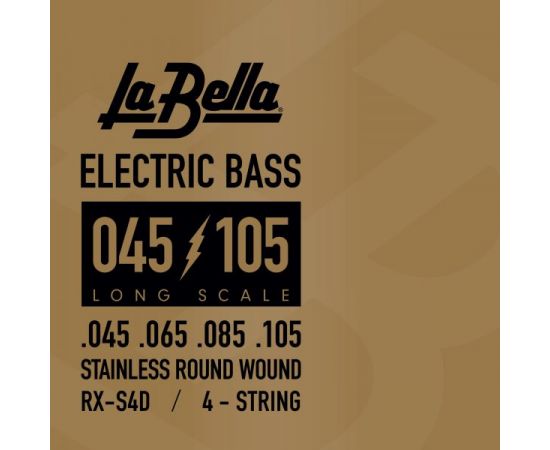 LA BELLA RX-S4D RX Stainless Комплект струн для бас-гитары, нерж.сталь, 45-105