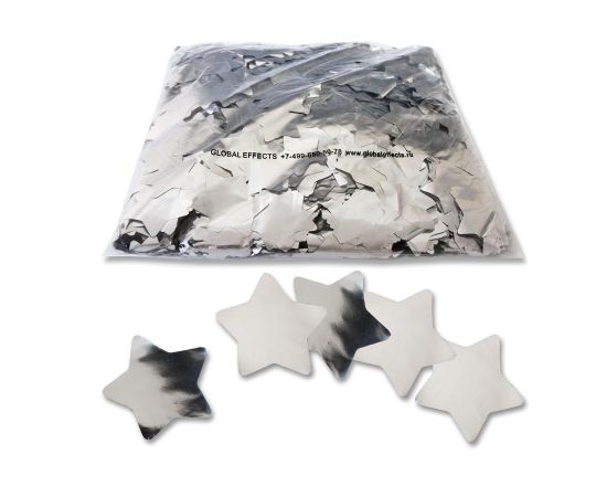 GLOBAL EFFECTS Металлизированное конфетти Звезды 4,1см серебро