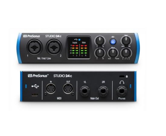 PRESONUS Studio 24C аудио/MIDI интерфейс, USB-C 2.0, 2 вх/2 вых канала, предусилители XMAX, до 24 би
