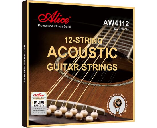 ALICE AW4112-L Комплект струн для 12-струнной акустической гитары, бронза 80/20, 12-52