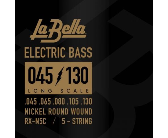 LA BELLA RX-N5C RX Nickel Комплект струн для 5-струнной бас-гитары, никелированные, 45-130