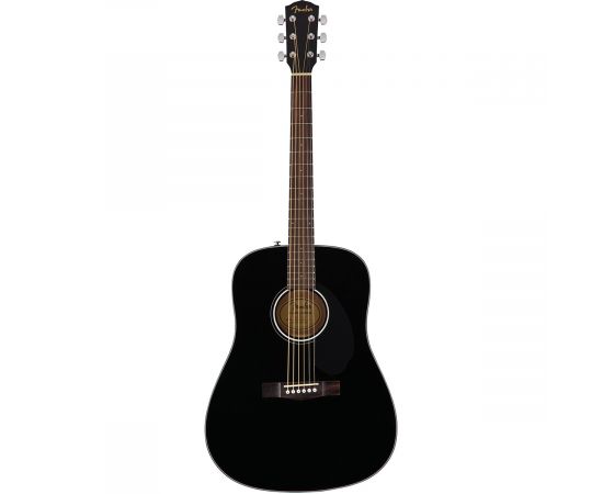 FENDER CD-60S BLK Акустическая гитара, цвет черный, топ-массив ели