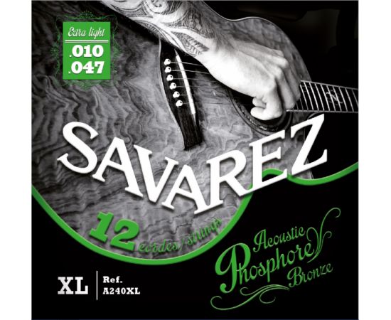 SAVAREZ A240XL Комплект струн для 12-струнной акустической гитары, фосф.бронза, Extra Light, 10-47