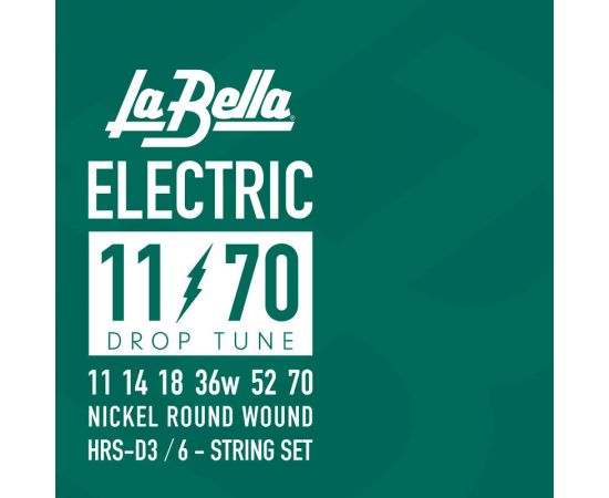 ​LA BELLA HRS-D3 Hard Rockin Steel Drop Six Комплект струн для электро-гитары.