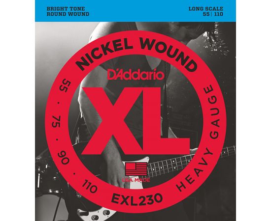 ​D'ADDARIO EXL230 XL NICKEL WOUND Струны для бас-гитары Long Heavy 55-110