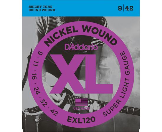 D'ADDARIO EXL120 Nickel Wound Струны для электрогитары, Super Light, 9-42