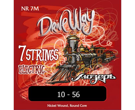 МОЗЕРЪ NR-7M Drive Way Комплект струн для 7-струнной электрогитары, никель, Medium, 10-56