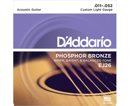 D'ADDARIO EJ26 Набор 6 струн для гитары акустик фосфор-бронза 011-052