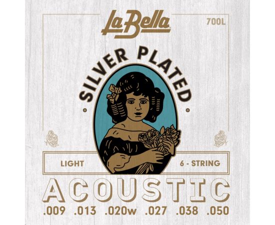 LA BELLA 700L Комплект посеребренных струн для акустической гитары 009-050